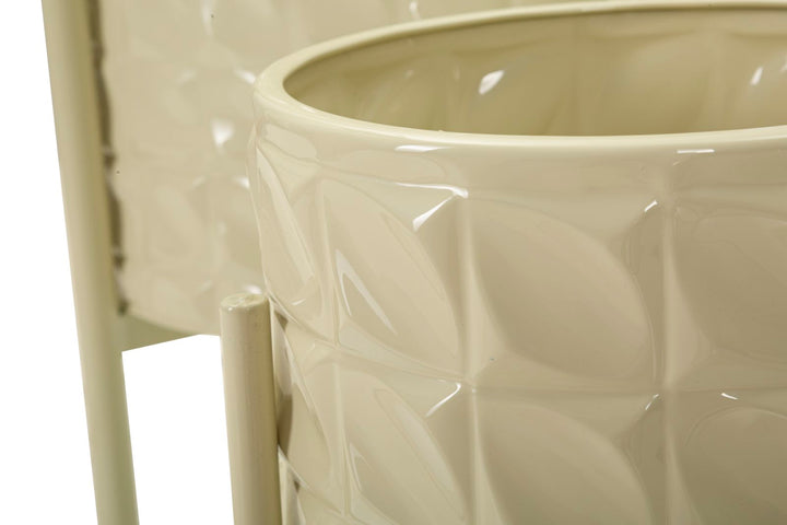 Sæt med vaser i creme-hvid, metal – 36x56x5, 30x48x5, 24x37x5 cm