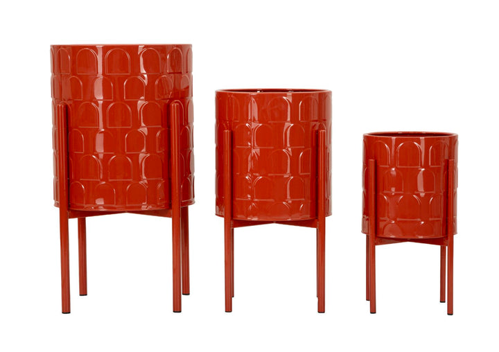 Sæt med vaser i rød, metal – 36x56x5, 30x48x5, 24x37x5 cm