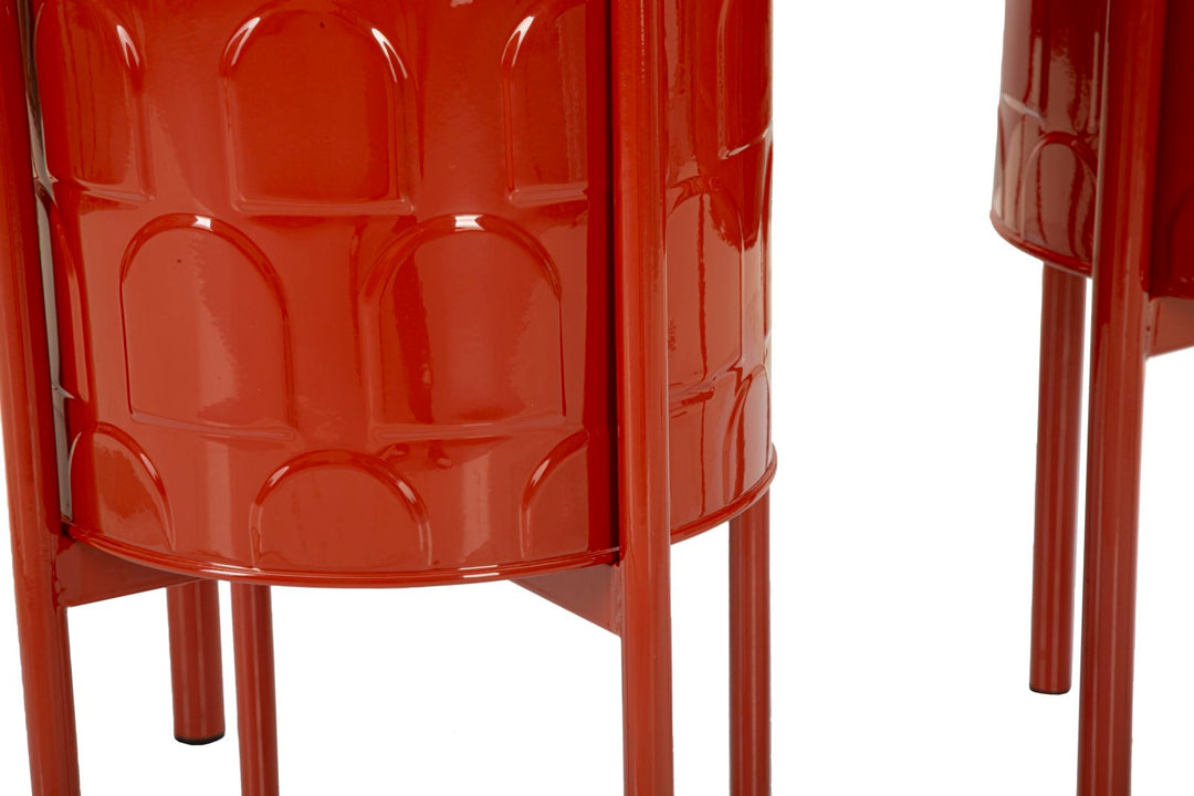 Sæt med vaser i rød, metal – 36x56x5, 30x48x5, 24x37x5 cm