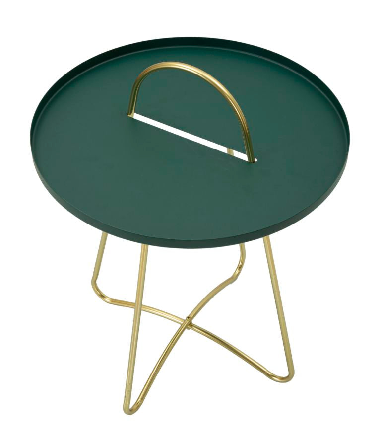 Glam bord i metal, grøn og guldfarvet – 45x59 cm