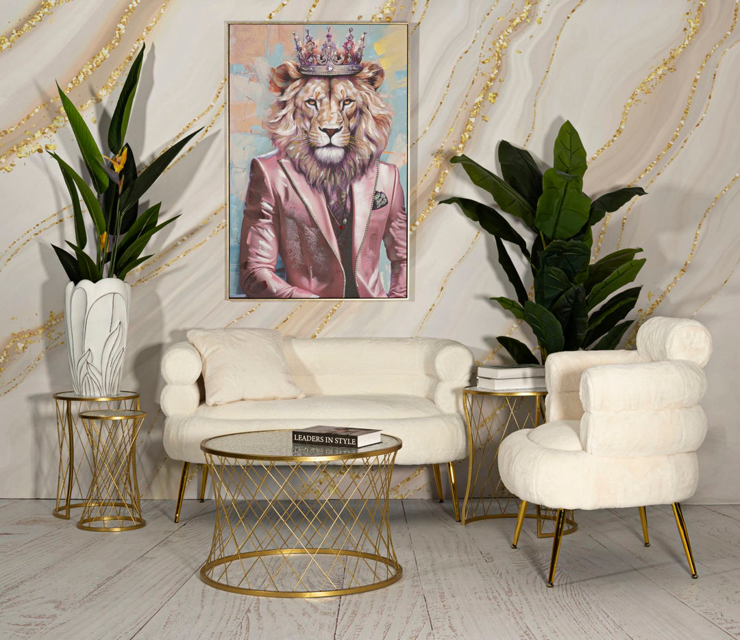 Glam borde, sæt med 4 styks, metal og glas – 70x45 47x54x5 36x50 28x45 cm