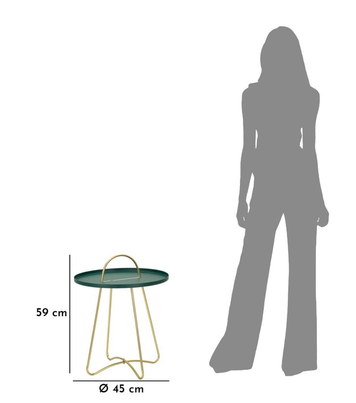 Glam bord i metal, grøn og guldfarvet – 45x59 cm