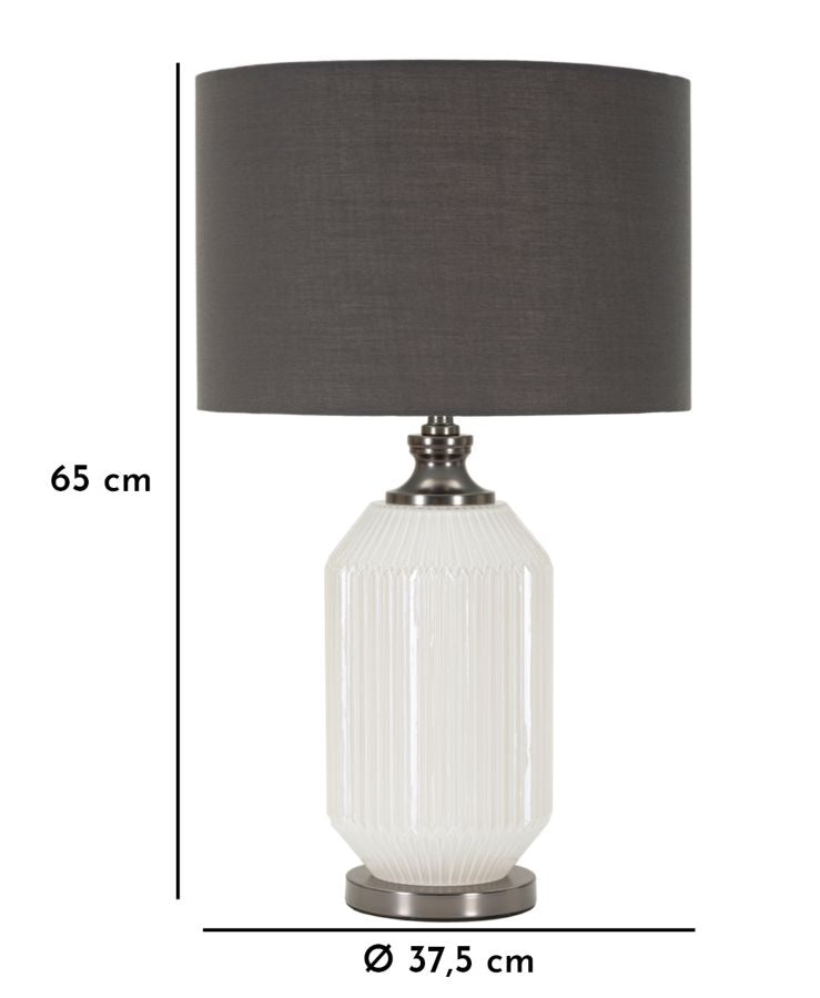 Bordlampe i glas, jern og stof – 37x5x65 cm