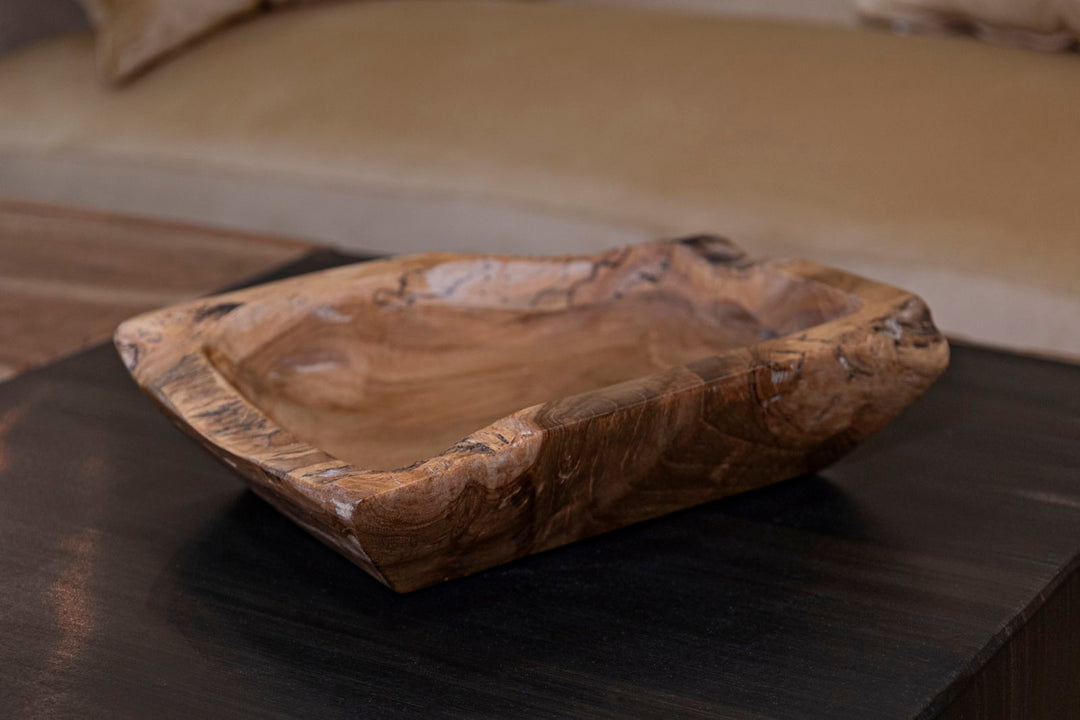 Bakke af teaktræ, 25x19x7 cm