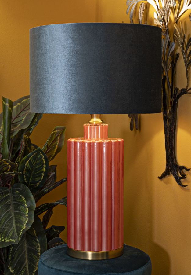 Bordlampe i glas, jern og stof – 40x70 cm