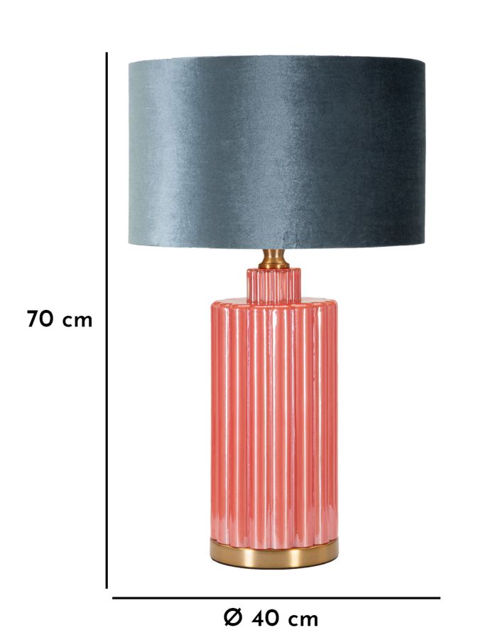 Bordlampe i glas, jern og stof – 40x70 cm