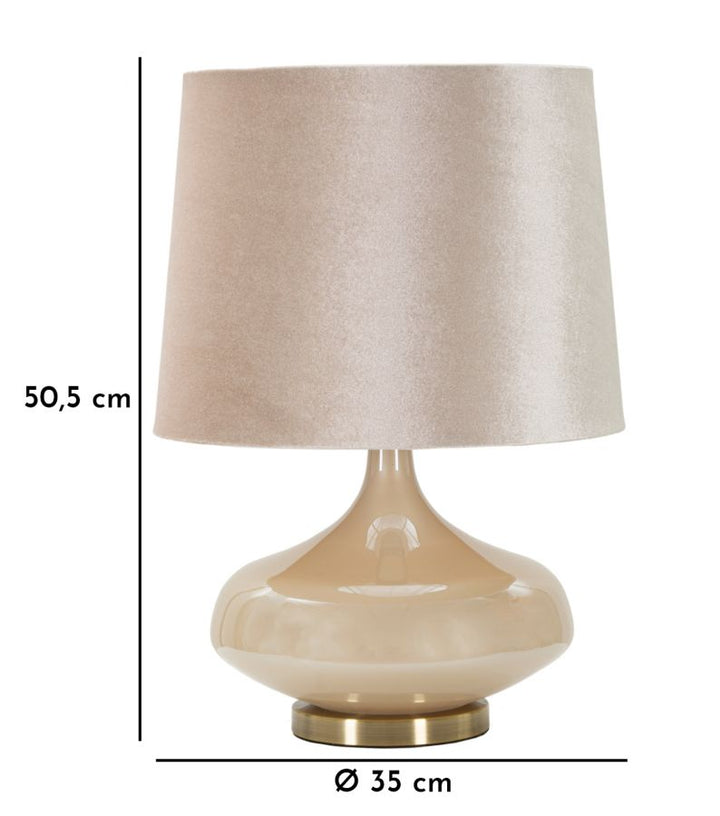 Bordlampe i glas, jern og stof – 35x50x5 cm