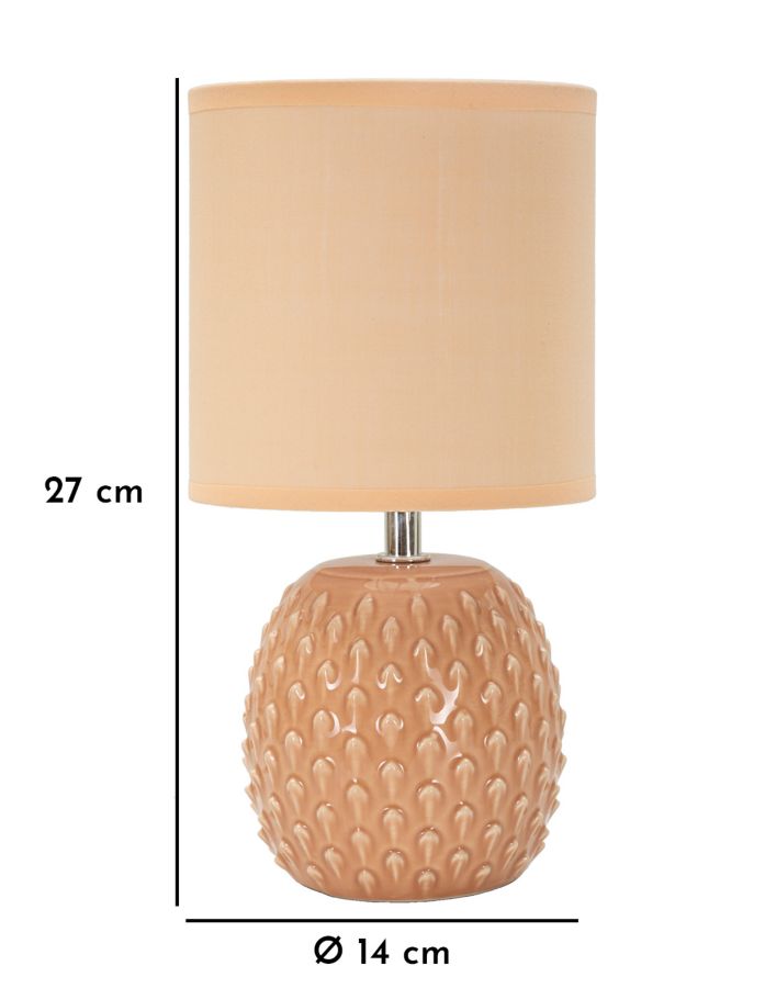 Lampe i keramik, jern og stof – 14x27 cm