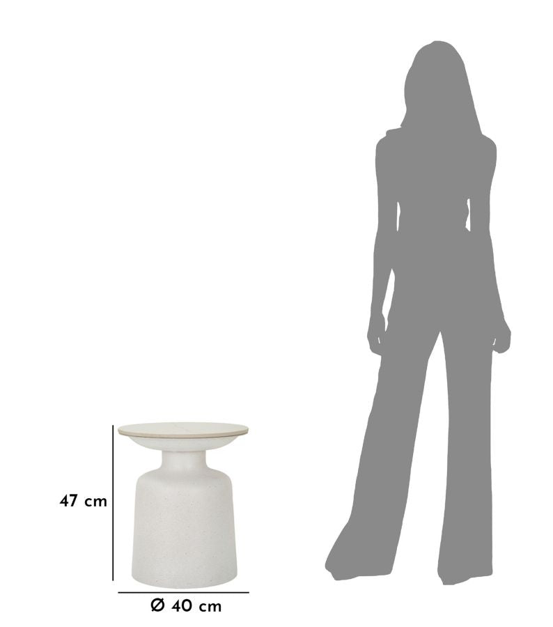 Bord i hvid, jern og keramik – 40x47 cm