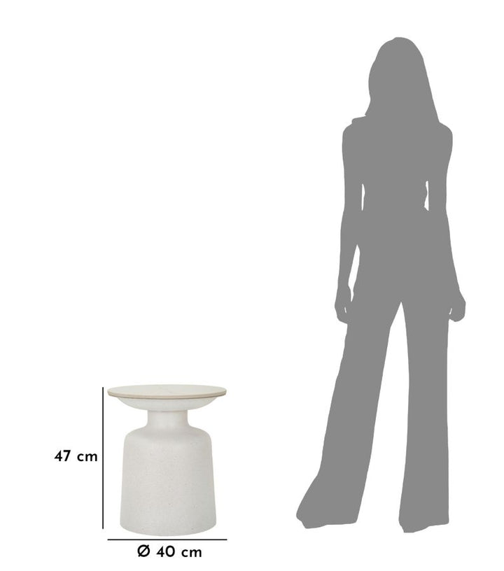 Bord i hvid, jern og keramik – 40x47 cm