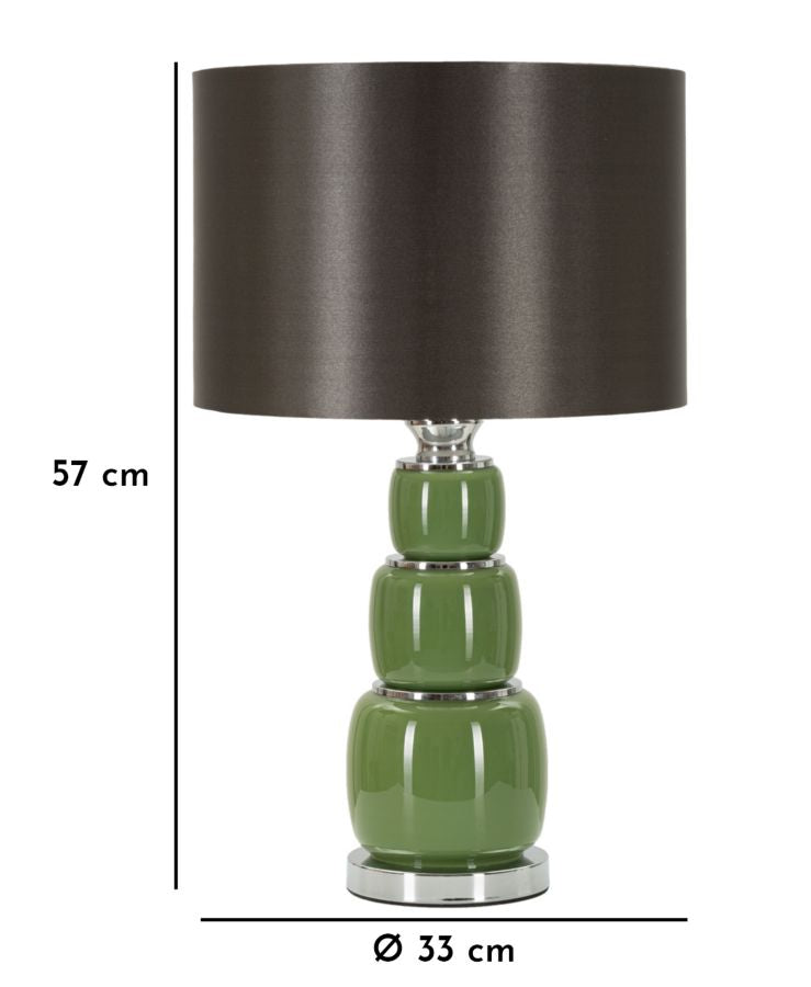 Bordlampe i glas, jern og stof – 32x5x55 cm