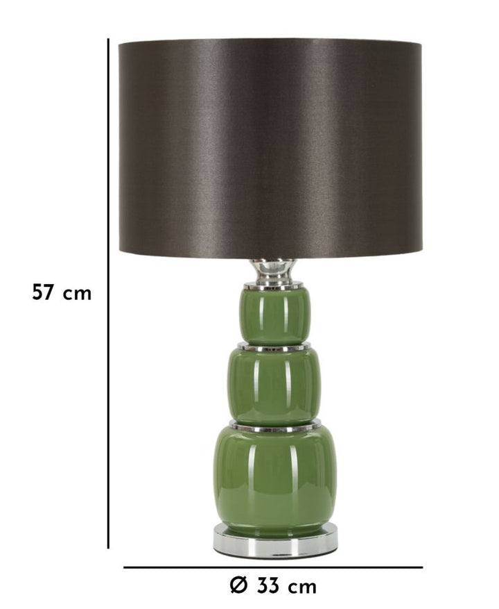 Bordlampe i glas, jern og stof – 32x5x55 cm