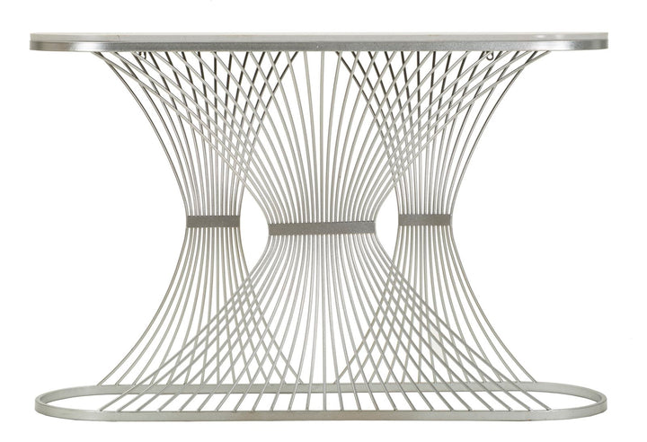 Glam konsolbord i sølvfarve, metal og kunstig marmor – 120x35x79 cm