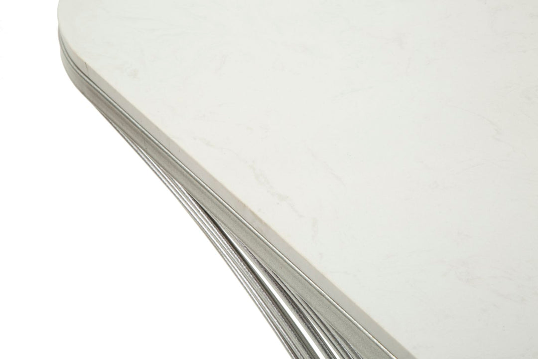 Glam konsolbord i sølvfarve, metal og kunstig marmor – 120x35x79 cm