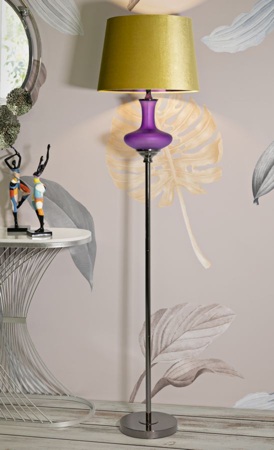 Gulvlampe i glas, jern og stof – 40x167 cm