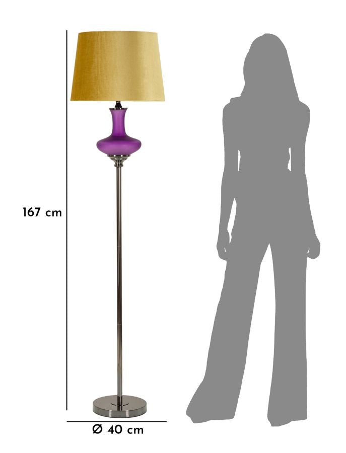 Gulvlampe i glas, jern og stof – 40x167 cm