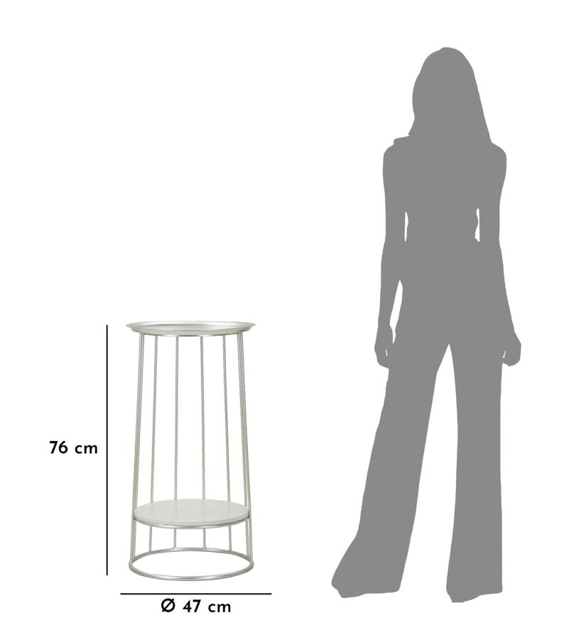 Glam bord i sølvfarve, metal og kunstig marmor – 40x76 cm