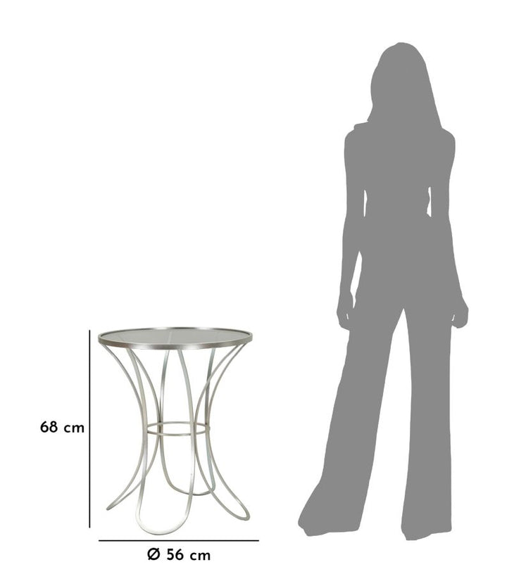 Glam bord i sølvfarve, jern og glas – 56x68 cm