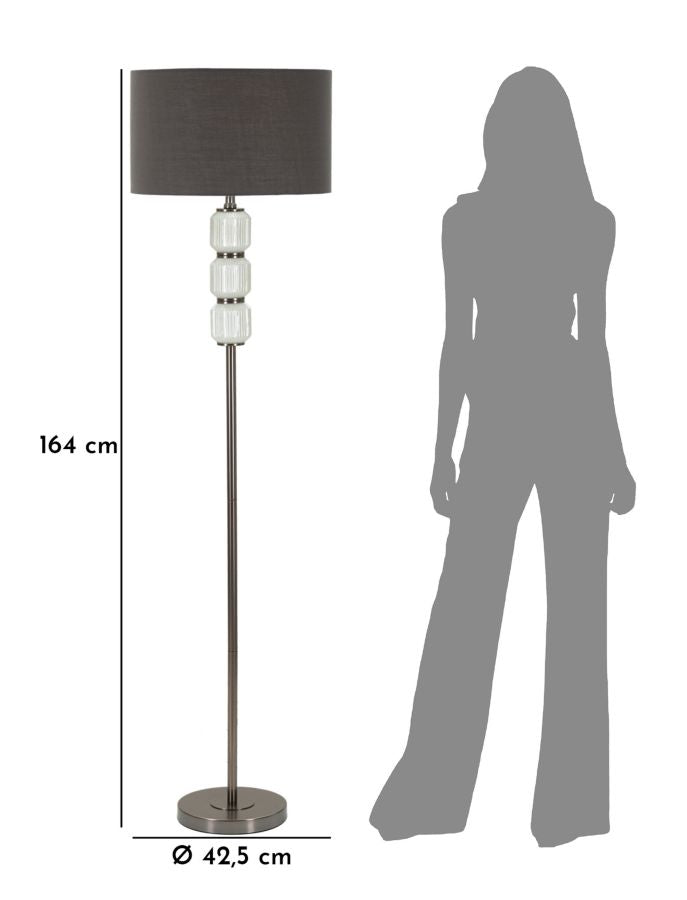 Gulvlampe i glas, jern og stof – 42x5x164 cm