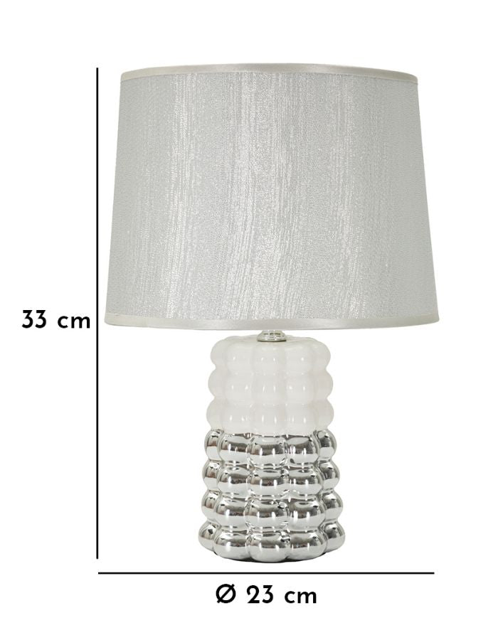 Glam bordlampe i keramik, jern og stof – 23x33 cm