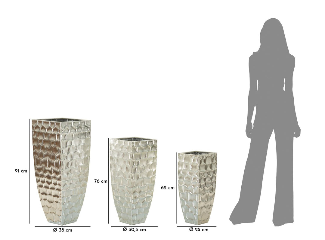 Glam vaser i jern – 38x1x90, 30x5x75, 24x8x62 cm