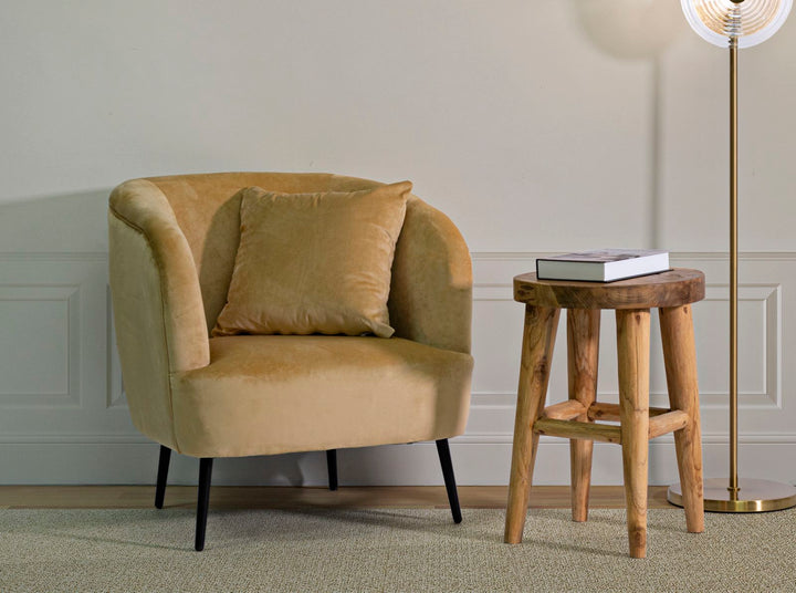 Glam stol i sort af fyrretræ træ, mdf, sponge, polyester og metal – 73x66x78 cm