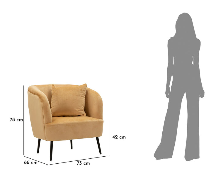 Glam stol i sort af fyrretræ træ, mdf, sponge, polyester og metal – 73x66x78 cm