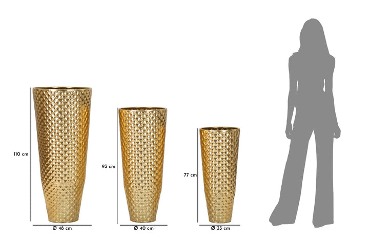 Glam  3 x vaser i guldfarve, metal – 48x110, 40x93, 33x77 cm