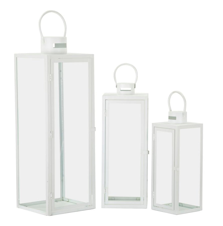 Glam lanterner i jern og glas – 22x22x66 og 18x18x49 og 14x14x39 cm