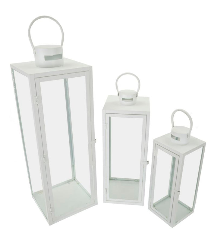 Glam lanterner i jern og glas – 22x22x66 og 18x18x49 og 14x14x39 cm