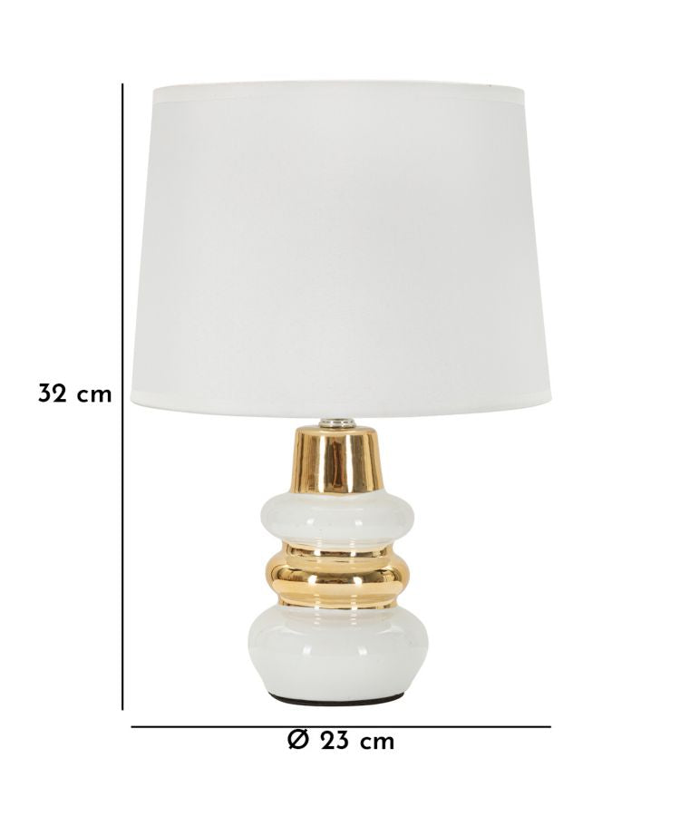 Glam bordlampe i keramik, jern og stof – 23x32 cm