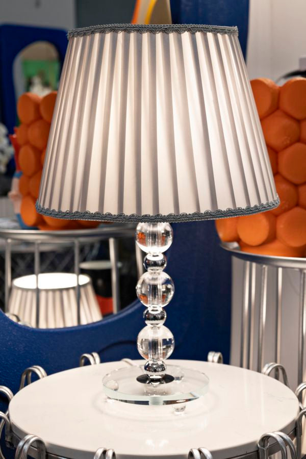 Glam bordlampe i sølvfarve, metal, glas, stof – 30x48 cm