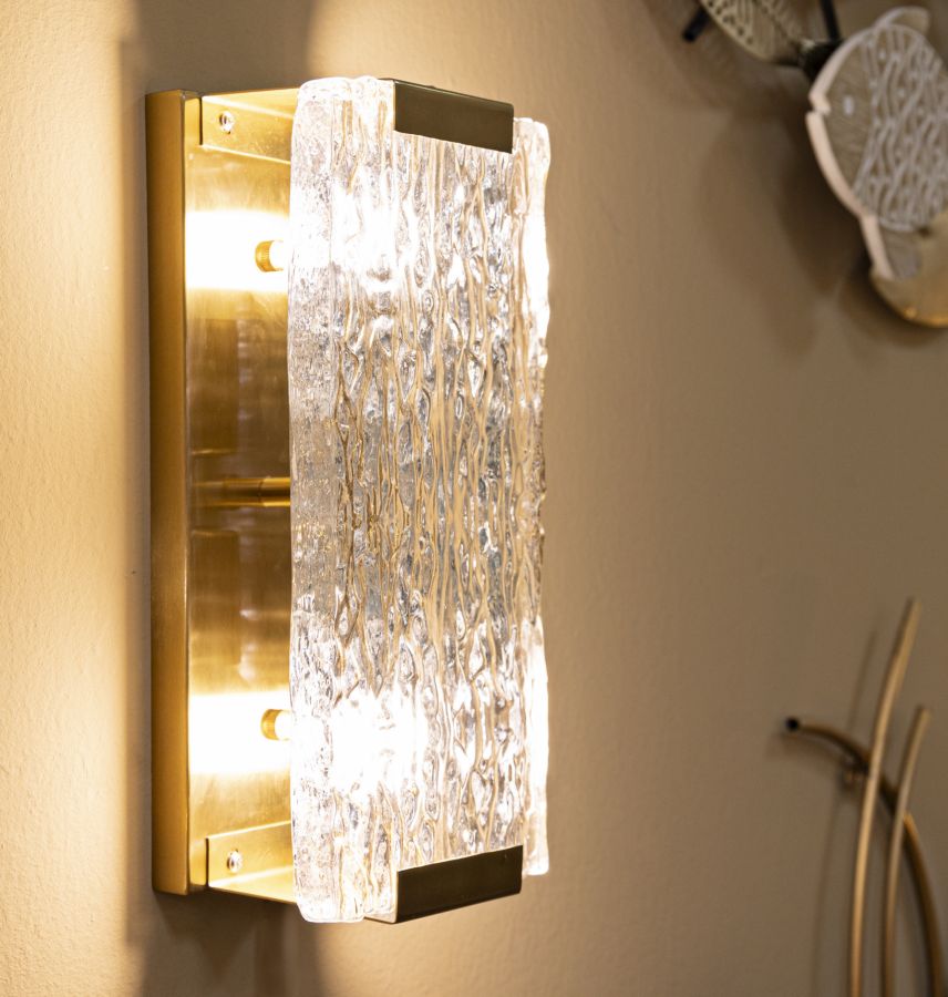 Glam lampe i glas og jern – 36x15x10 cm