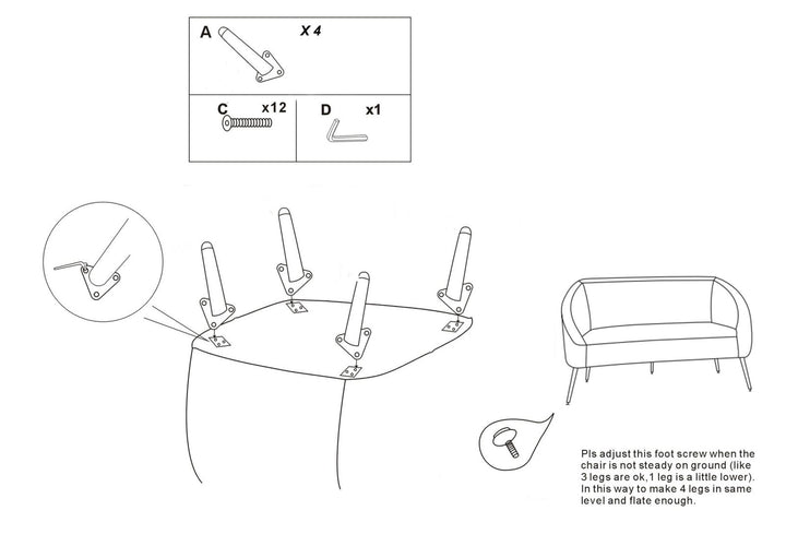 Glam sofa i sølv af fyrretræ træ, mdf, polyester og metal – 137x69x79 cm
