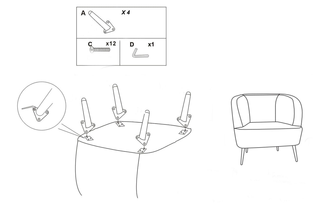Glam stol i sølv af fyrretræ træ, mdf, polyester og metal – 73x66x78 cm