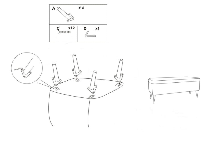 Glam entrébænk – 112x42x50 cm