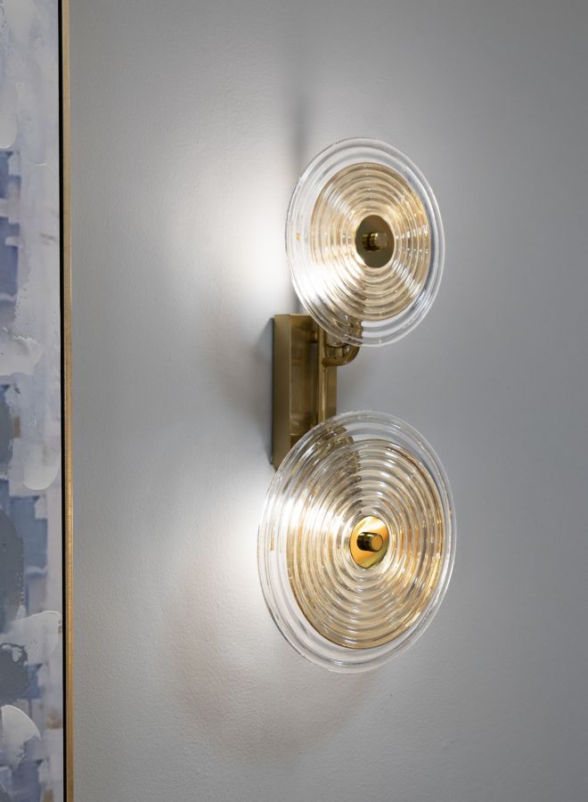 Glam lampe i glas og jern – 25x10x52 cm - væglamper