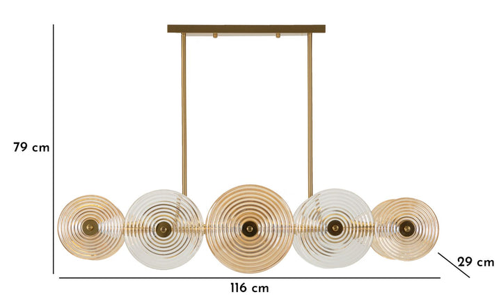 Glam lampe i glas og jern – 116x27x79 cm - loftlamper