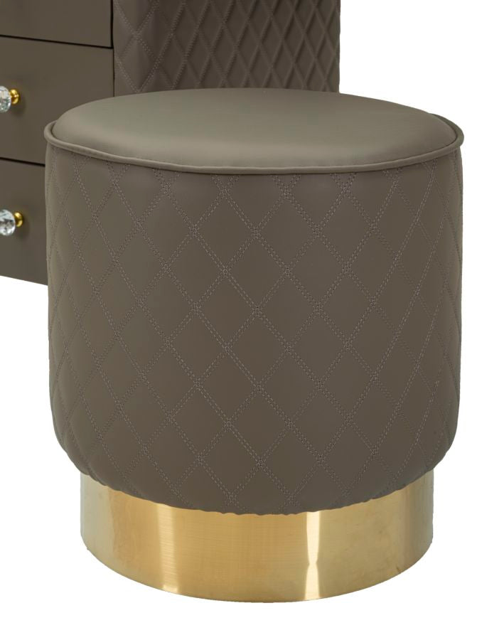 Glam sminkebord med skammel, guldfarvede kanter, 120x40x75, 36x39 cm