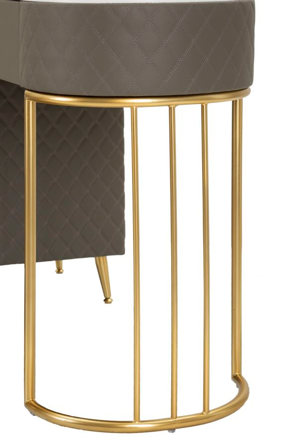 Glam sminkebord med skammel, guldfarvede kanter, 120x40x75, 36x39 cm