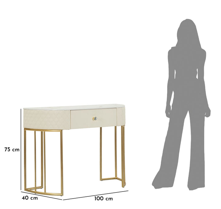 Glam konsolbord i træ, mdf, metal – 100x40x75 cm