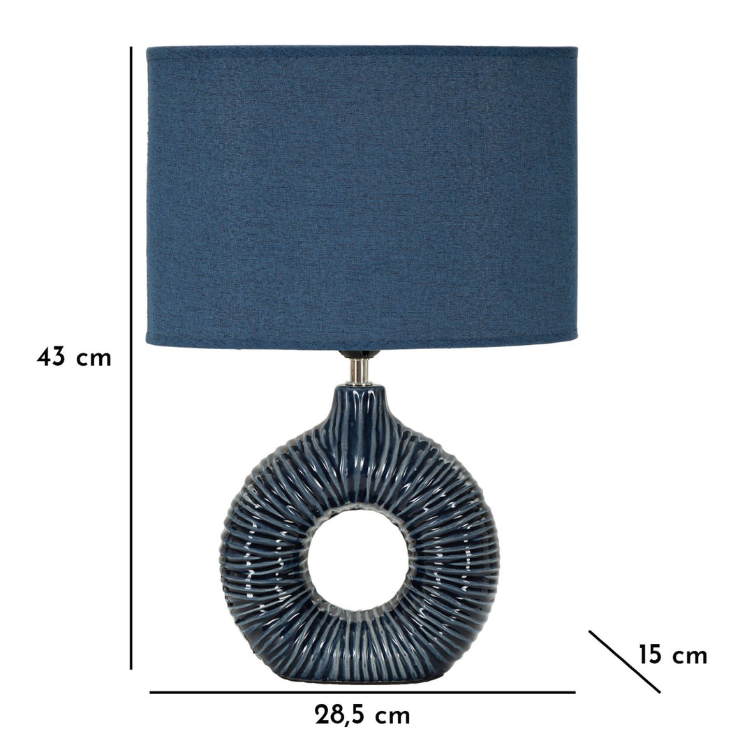 Bordlampe i keramik, jern og stof – 28x5x15 cm