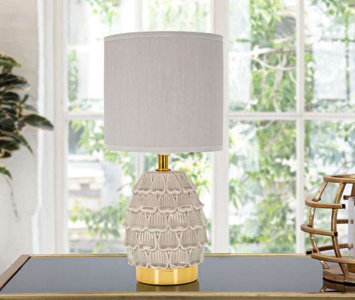 Lampe i creme i keramik, jern og stof – 15x30x5 cm