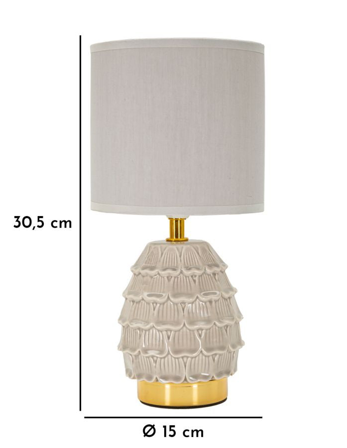 Lampe i creme i keramik, jern og stof – 15x30x5 cm