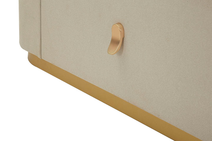 Glam kommode i guldfarve, fyrretræ, mdf og metal – 140x45x76 cm