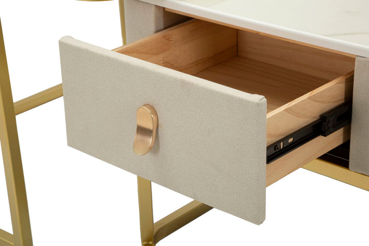 Glam borde i guldfarve, fyrretræ, MDF og metal – 70x70x48, 50x50x43 cm