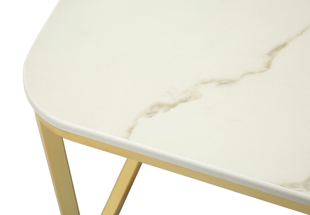 Glam borde i guldfarve, fyrretræ, MDF og metal – 70x70x48, 50x50x43 cm