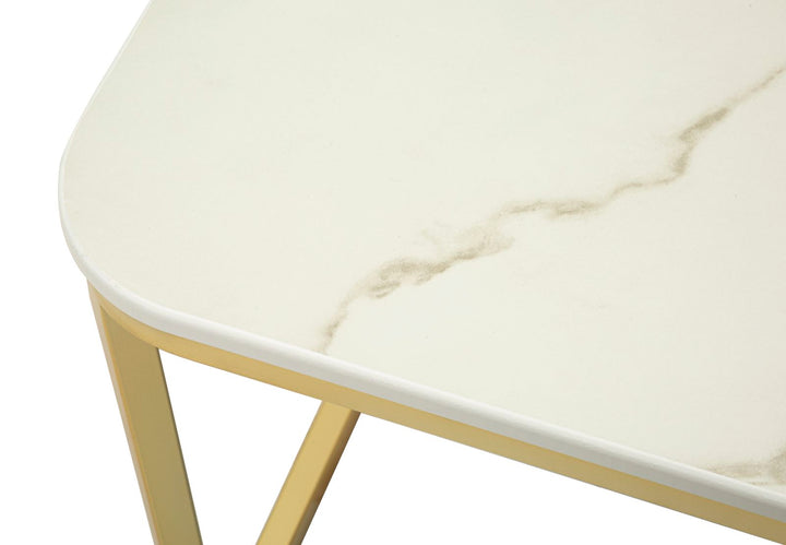 Glam borde i guldfarve, fyrretræ, MDF og metal – 70x70x48, 50x50x43 cm