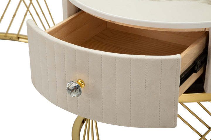 Glam borde i guldfarve, fyrretræ, MDF og metal – 70x48 og 50x43x5 cm