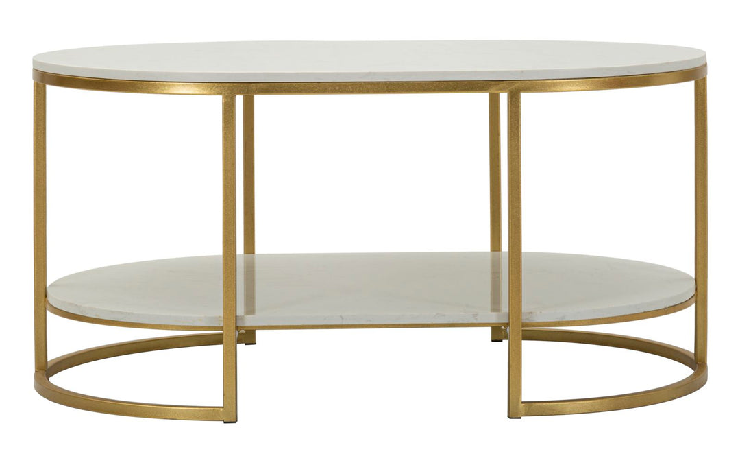 Glam bord i guldfarve, jern og marmor – 90x60x45 cm